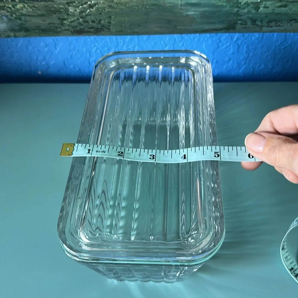 # Anchor Hocking Ribbed Glass Loaf Pan w/ Lid Vintage Design 8.5” X 4.5” - Picture 4 of 7
